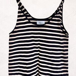 Navy Cream Striped Cotton Tank Top Coastal Nautical Current Elliott NWT Medium